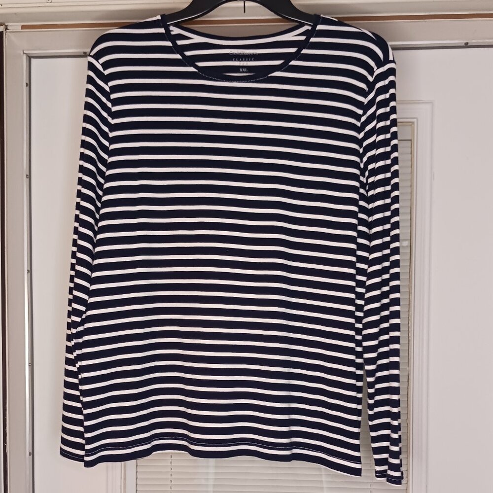 #63 3/$18 - Croft & Barrow Blue/White Long Sleeve Top Size XXL